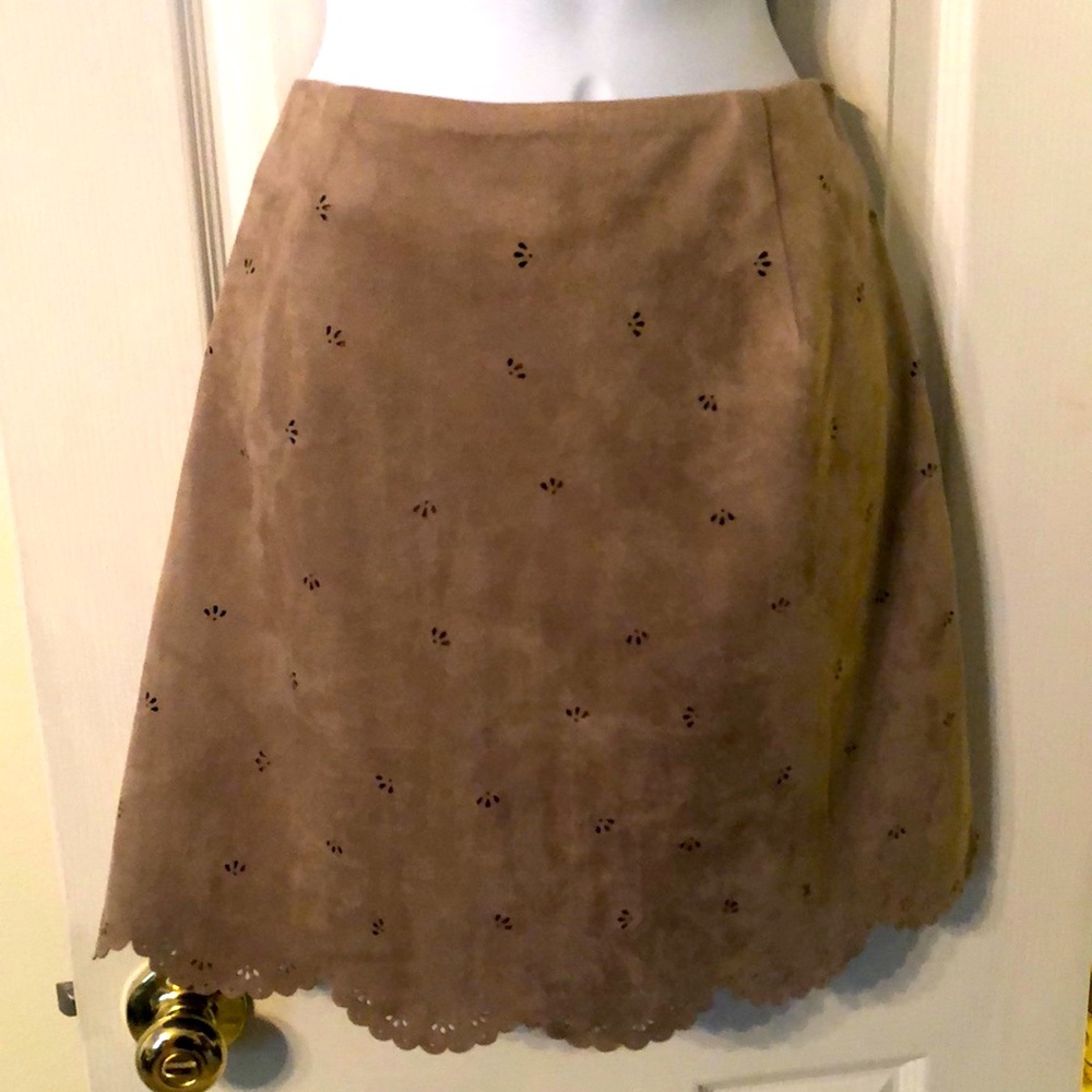 Faux suede scallop skirt